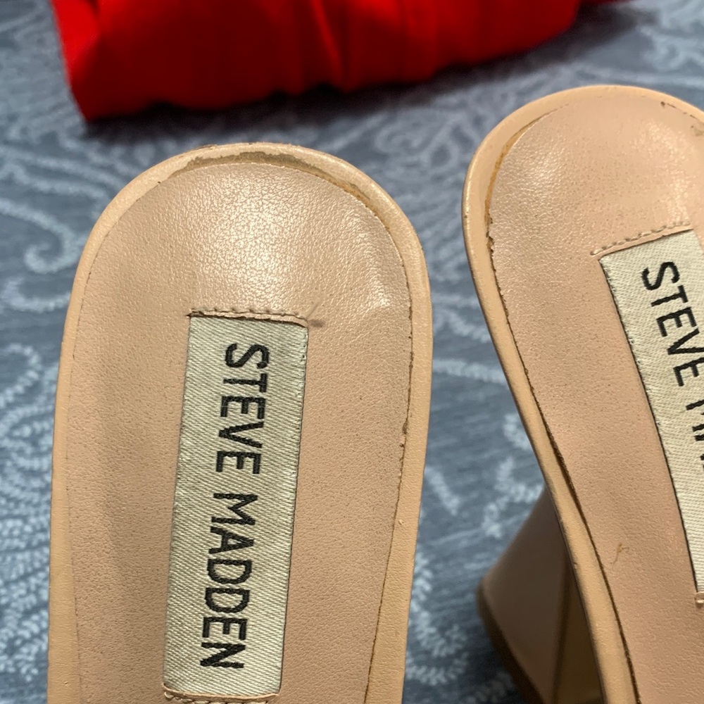 Steve Madden Blush Nude Clear Strap Mules - Picture 3 of 6